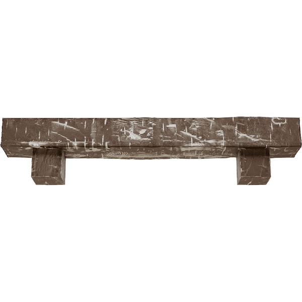 Kit W/ Alamo Corbels, Vintage Mahogany, 4H  X 8D X 36W Hand Hewn Faux Wood Fireplace ManteL